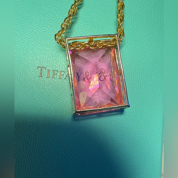 Massive Emerald Cut Pink Tourmaline Sapphire? Pendant 925 Gold Pl 24” GF Chain - Picture 6 of 10